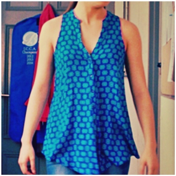 Anthropologie Maeve Ada Blue Aztec Tank 4 - Picture 1 of 7